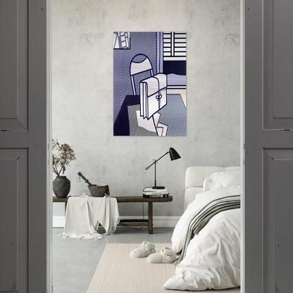 STILL LIFE WITH DOSSIER 1976 - Roy Lichtenstein Brushed Aluminum Print - 70x100 cm / 28x40 inches | Roy Lichtenstein Aluminum Print | Roy Lichtenstein Prints