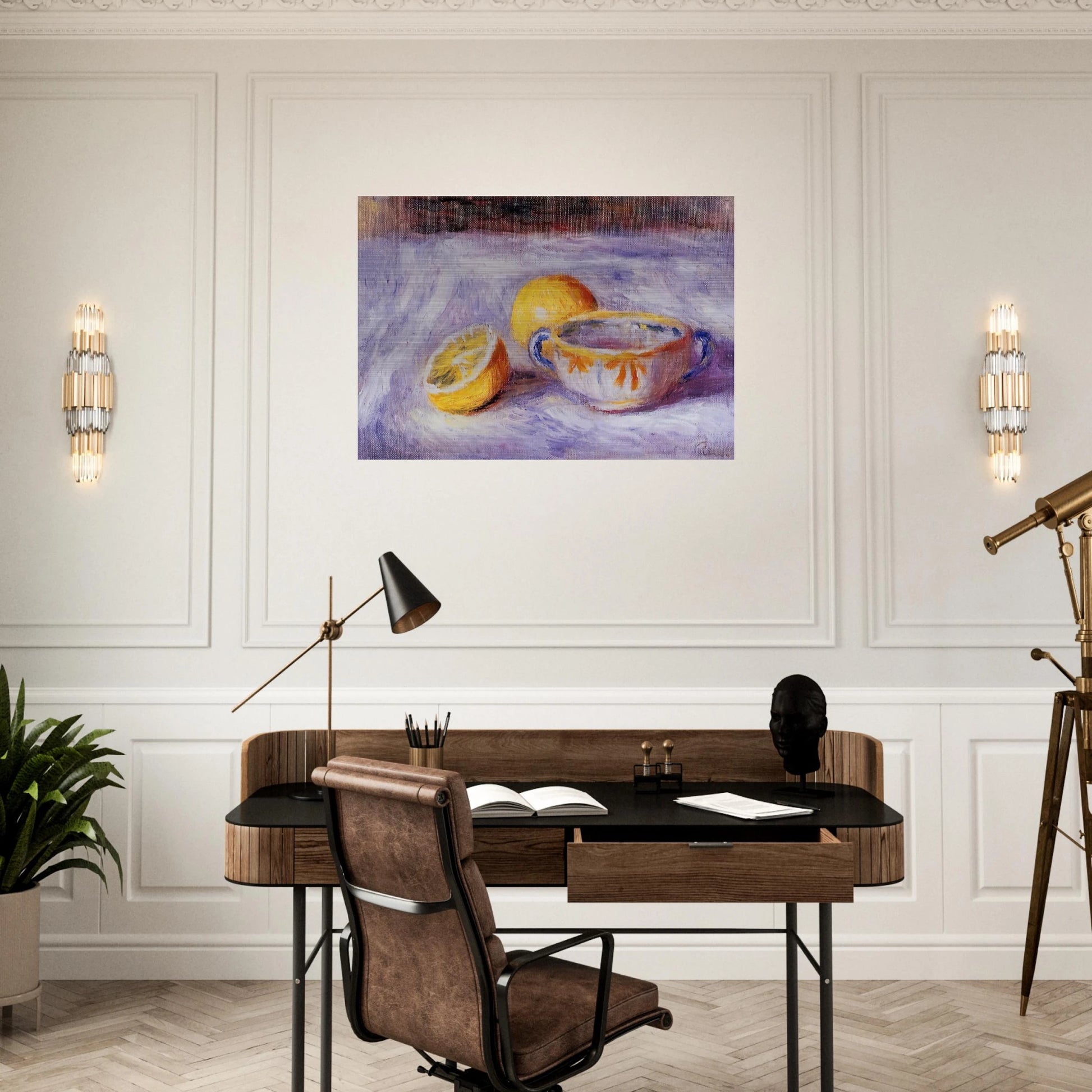 Still Life with Lemons - Pierre-Auguste Renoir Brushed Aluminum Print - 70x100 cm / 28x40 inches | Pierre-Auguste Renoir Aluminum Print | Pierre-Auguste Renoir Prints