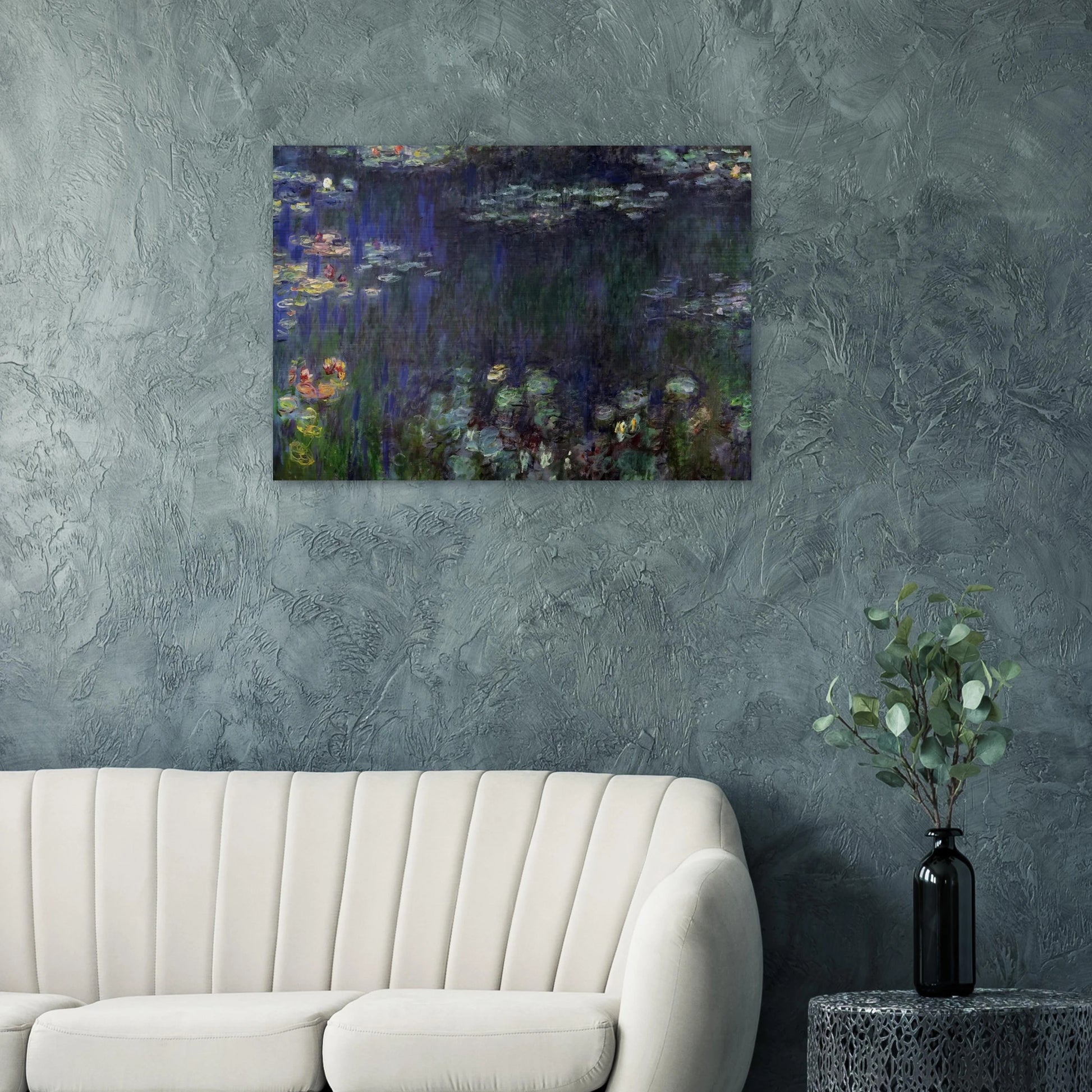 Water Lilies, Green Reflection left half - claude monet Brushed Aluminum Print - 70x100 cm / 28x40 inches | claude monet Aluminum Print | claude monet Prints