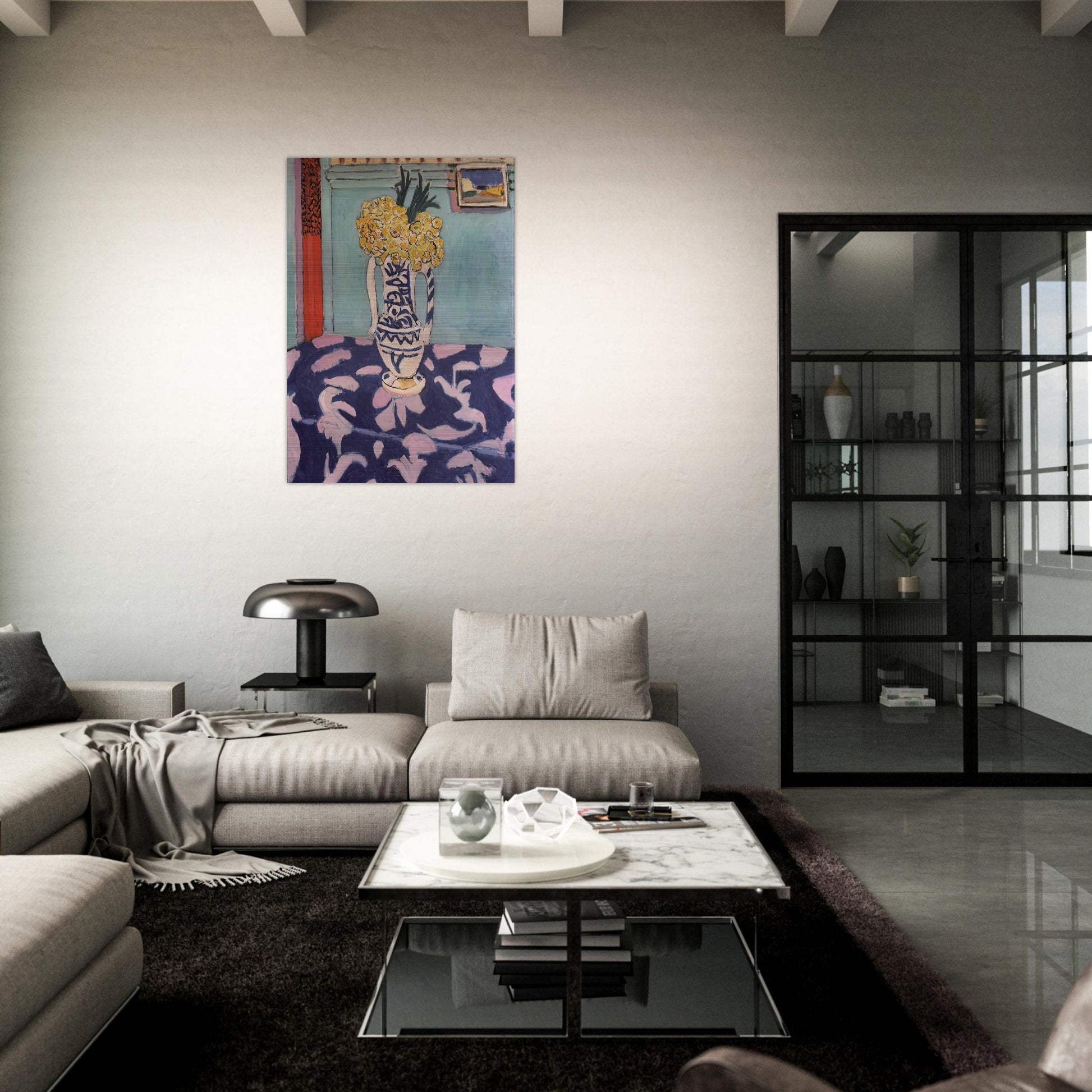 LES COUCOUS TAPIS BLEU ET ROSE 1911 - Henri Matisse Brushed Aluminum Print - 70x100 cm / 28x40 inches | Henri Matisse Aluminum Print | Henri Matisse Prints