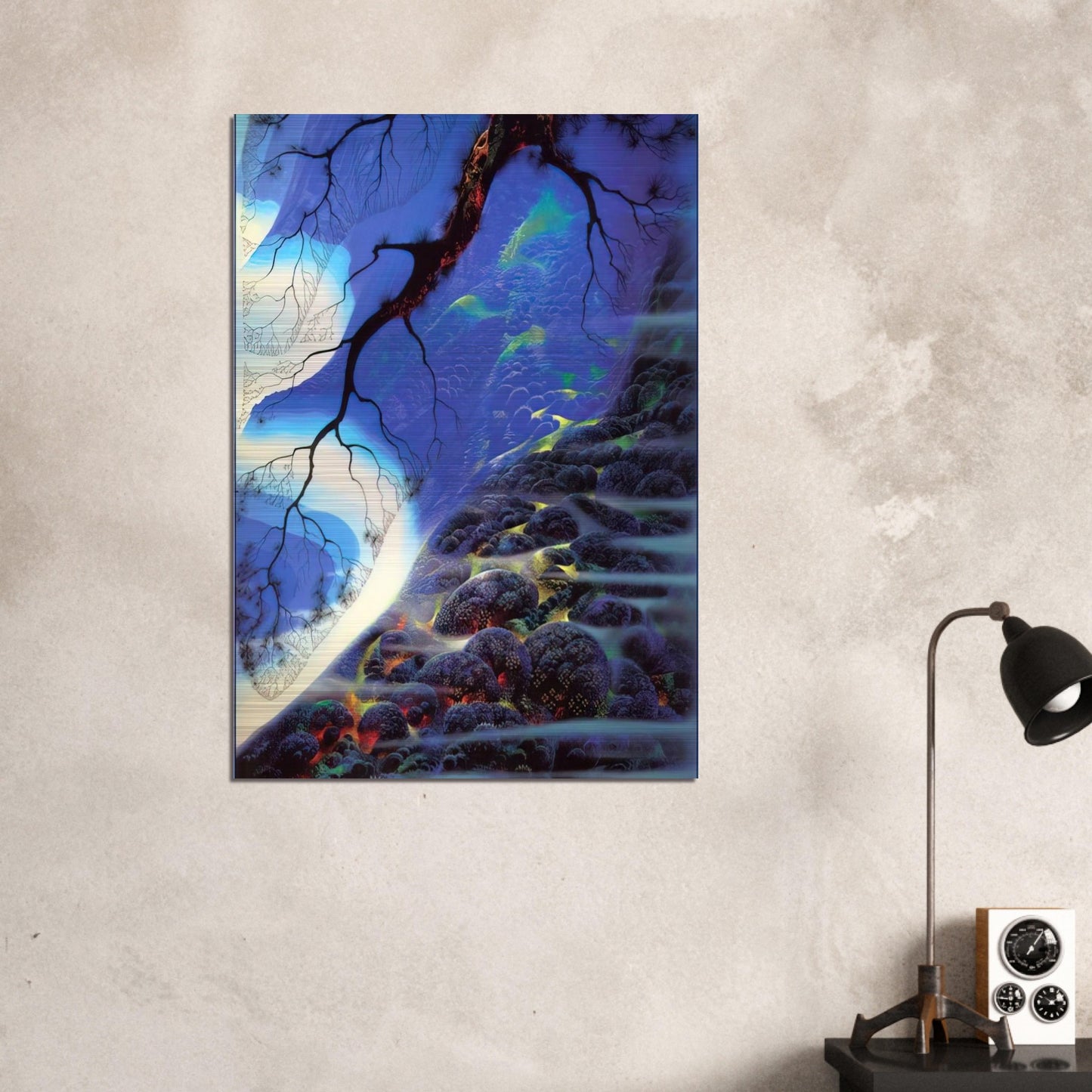 Mystical Big Sur - Eyvind Earle Brushed Aluminum Print - 70x100 cm / 28x40 inches | Eyvind Earle Aluminum Print | Eyvind Earle Prints