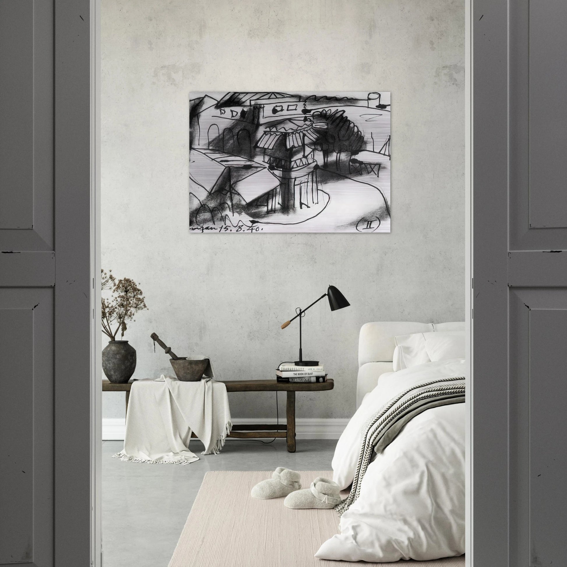 Café in Royan - 1940 - Pablo Picasso Brushed Aluminum Print - 70x100 cm / 28x40 inches | Pablo Picasso Aluminum Print | Pablo Picasso Prints