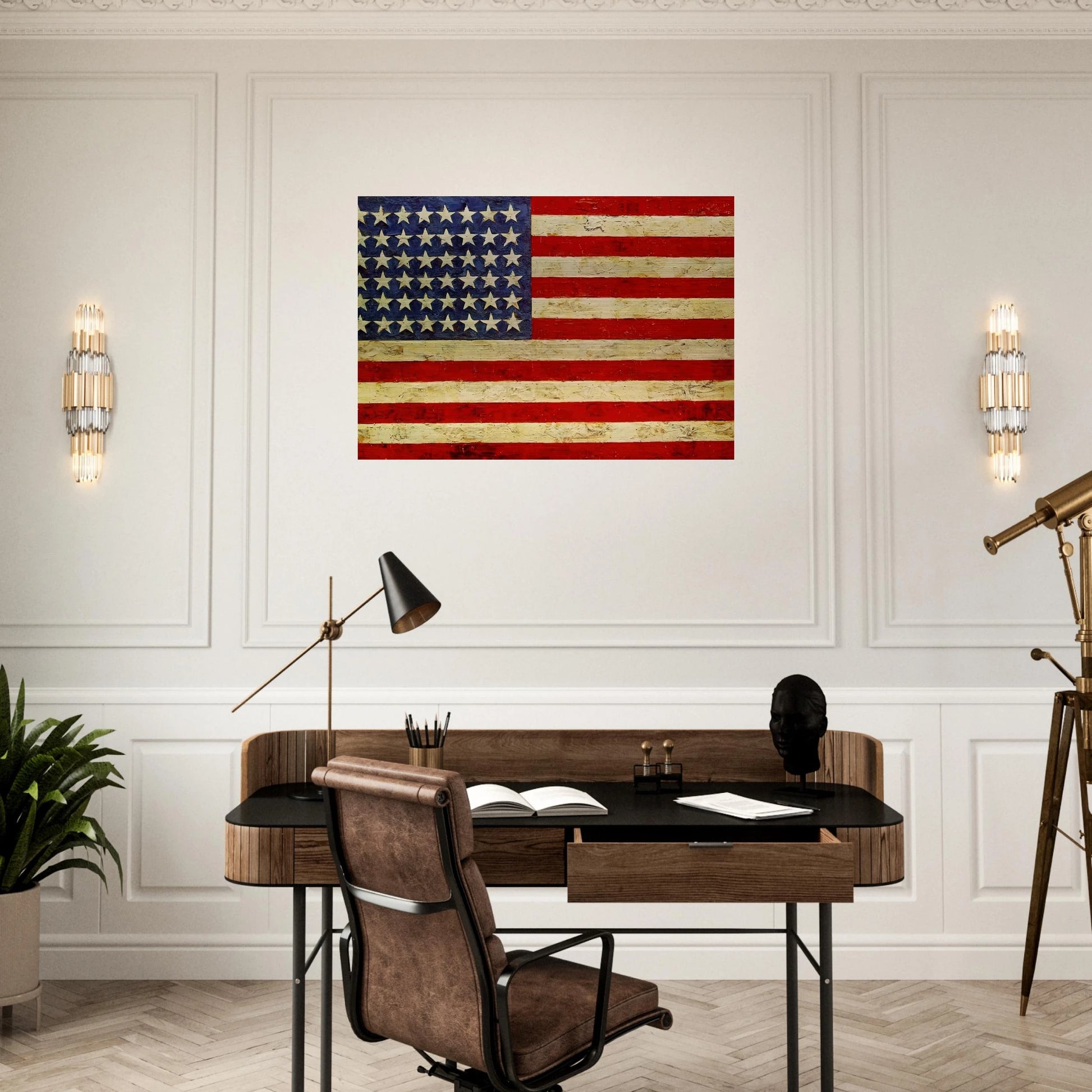 FLAG - Jasper Johns Brushed Aluminum Print - 70x100 cm / 28x40 inches | Jasper Johns Aluminum Print | Jasper Johns Prints