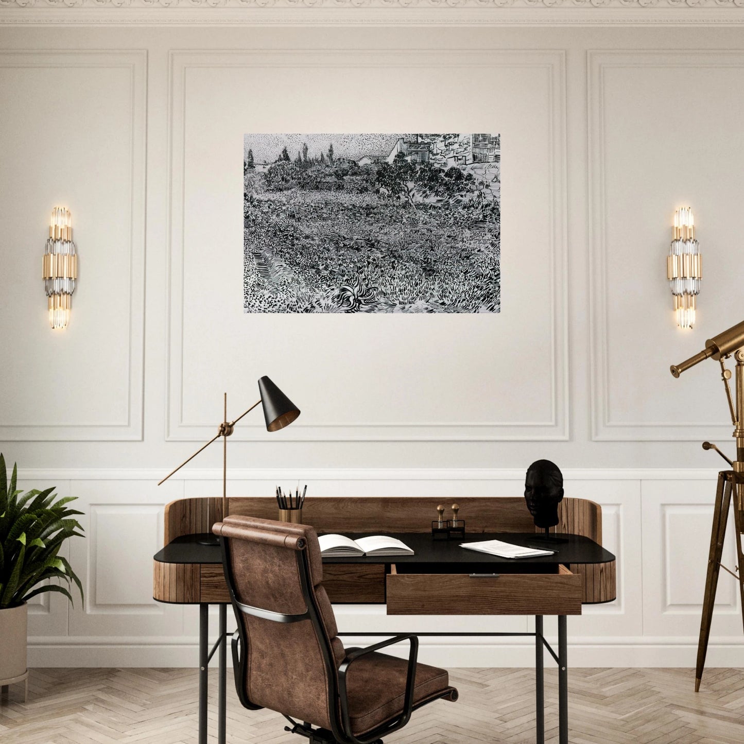 Garden with Flowers - Vincent van Gogh Brushed Aluminum Print - 70x100 cm / 28x40 inches | Vincent van Gogh Aluminum Print | Vincent van Gogh Prints
