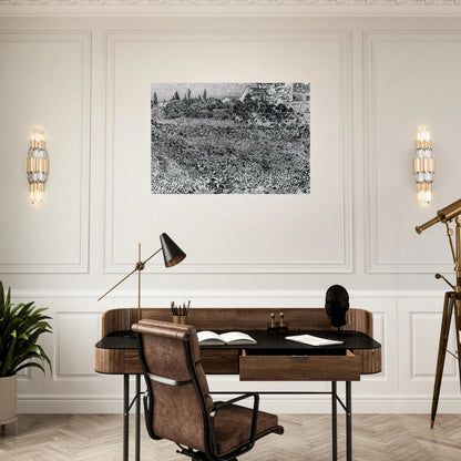 Garden with Flowers - Vincent van Gogh Brushed Aluminum Print - 70x100 cm / 28x40 inches | Vincent van Gogh Aluminum Print | Vincent van Gogh Prints