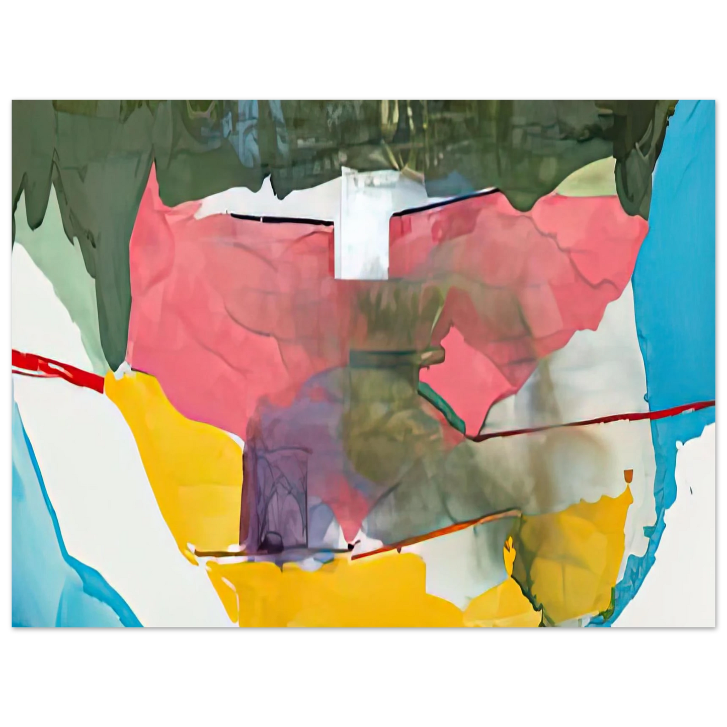 Helen Frankenthaler - Off White Square, 1973- Wall Art - 30x40 cm / 12x16 inches - Premium Wooden Framed Poster With Fine Art Paper-canvas - White frame