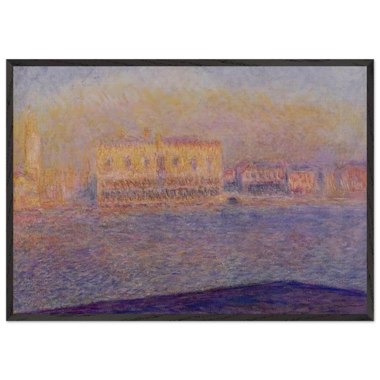 The Doges Palace Seen from San Giorgio Maggiore Venice - claude monet 70x100 cm / 28x40 inches Framed Art Print – Black Wooden Frame