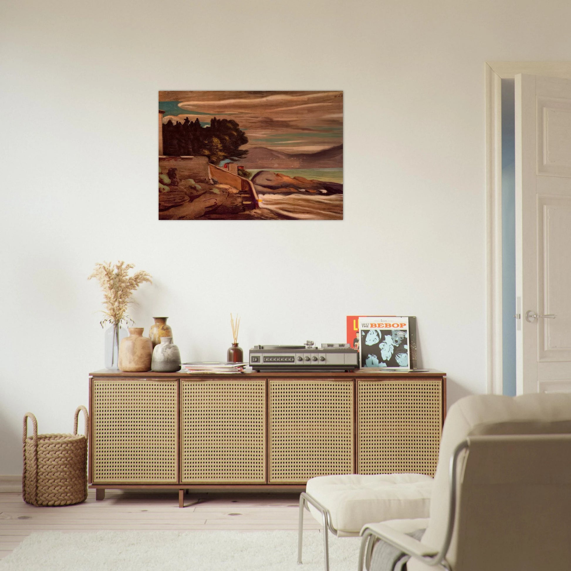 LANDSCAPE NEAR GENOVA - Giorgio de Chirico Brushed Aluminum Print - 70x100 cm / 28x40 inches | Giorgio de Chirico Aluminum Print | Giorgio de Chirico Prints