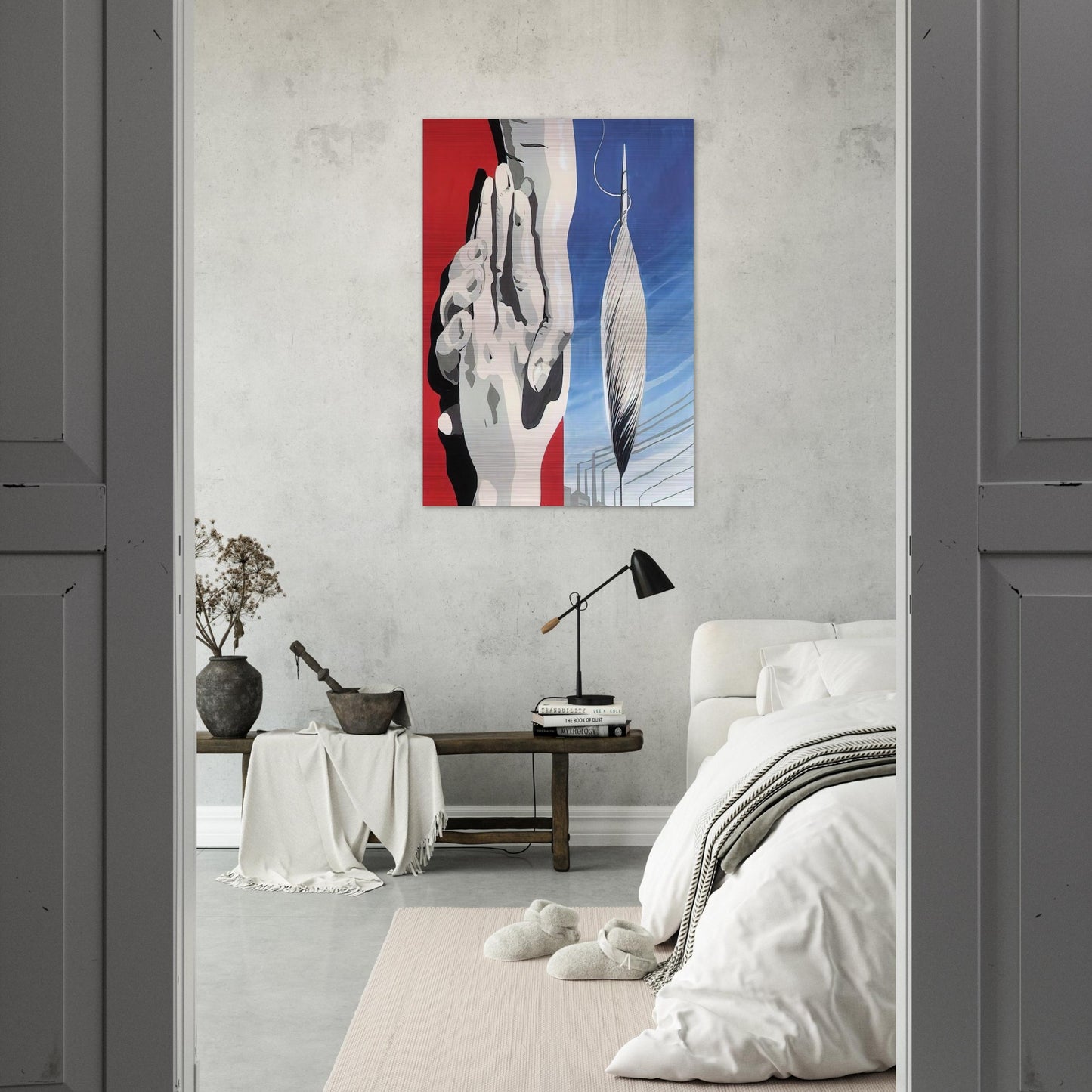 PROJECT OF POSTER THE CENTER OF TEXTILE WORKERS IN BELGIUM 1938 1 - Rene Magritte Brushed Aluminum Print - 70x100 cm / 28x40 inches | Rene Magritte Aluminum Print | Rene Magritte Prints