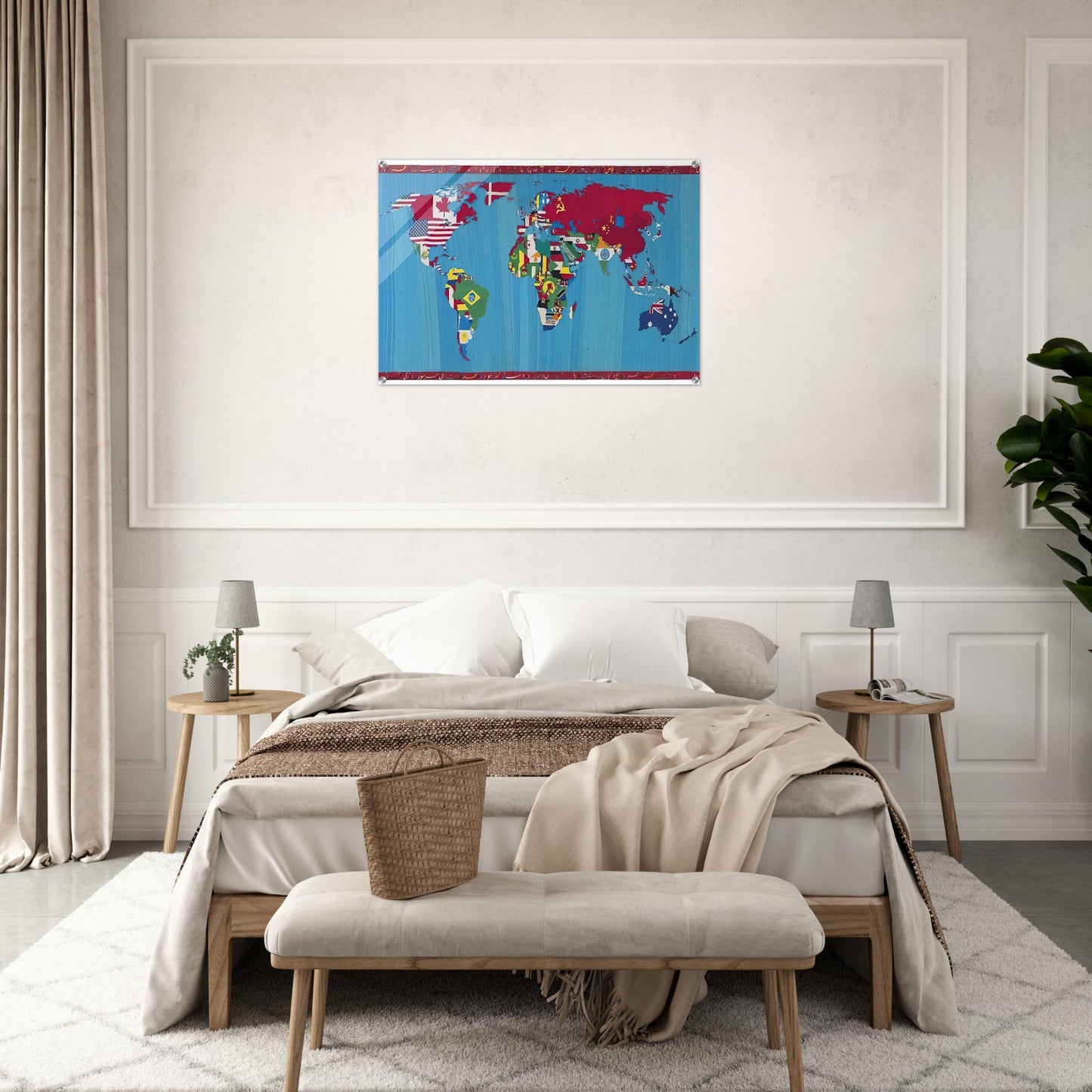 MAPPA DEL MONDO 1988 - Alighiero Boetti Acrylic Print - 70x100 cm / 28x40″ inches | Alighiero Boetti Wall Art | Alighiero Boetti Prints