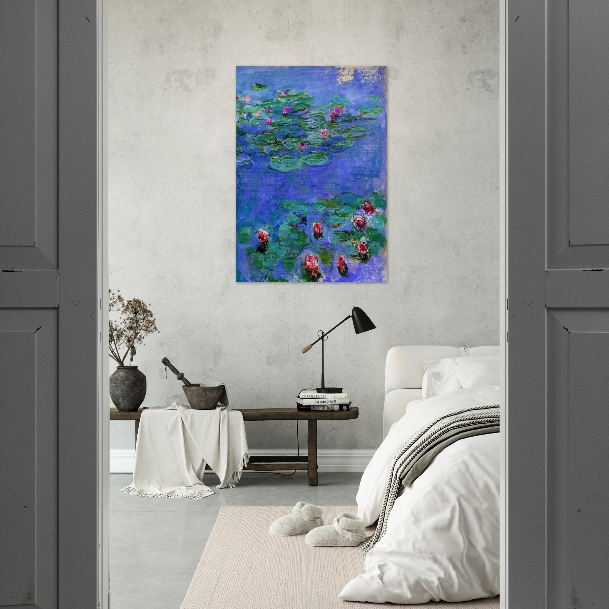Water Lilies Red - claude monet Brushed Aluminum Print - 70x100 cm / 28x40 inches | claude monet Aluminum Print | claude monet Prints