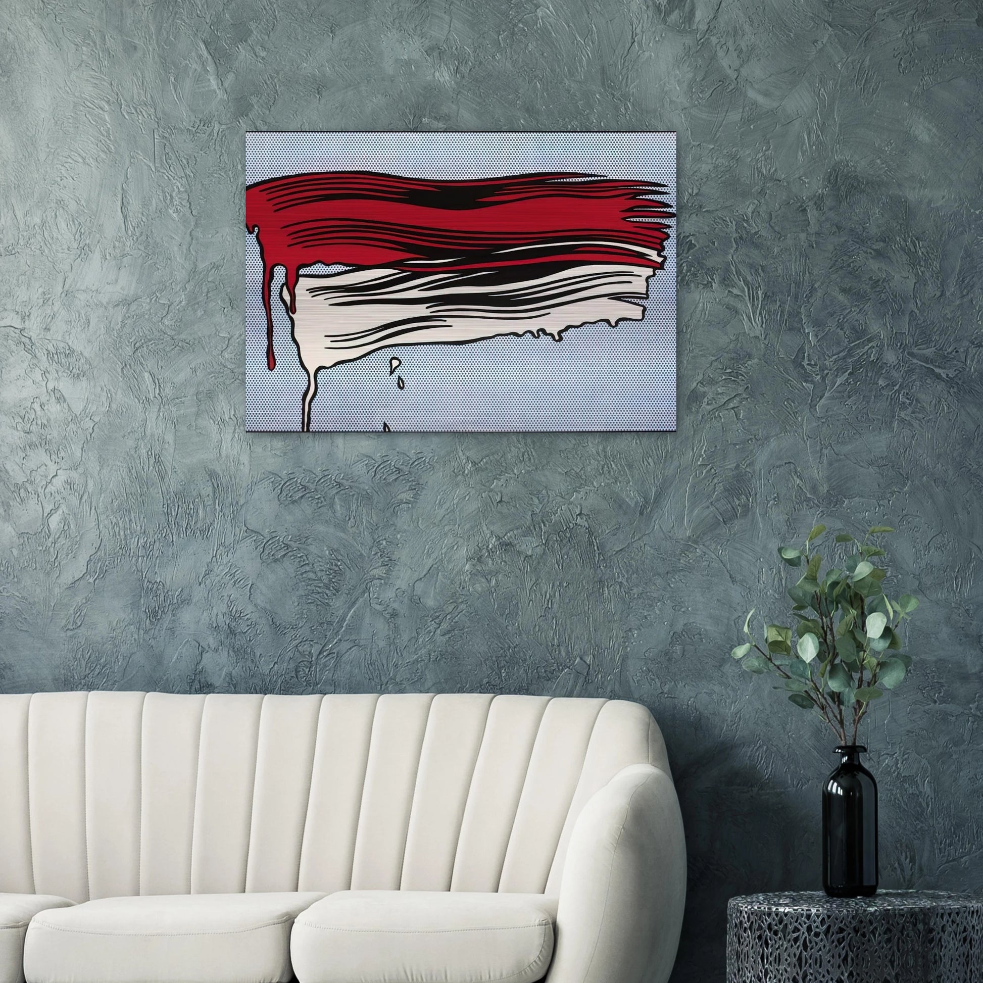 RED AND WHITE BRUSHSTROKES 1965 - Roy Lichtenstein Brushed Aluminum Print - 70x100 cm / 28x40 inches | Roy Lichtenstein Aluminum Print | Roy Lichtenstein Prints