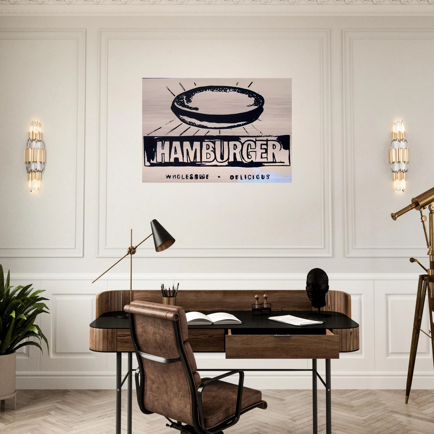 Hamburger  beige  - Andy Warhol Brushed Aluminum Print - 70x100 cm / 28x40 inches | Andy Warhol Aluminum Print | Andy Warhol Prints