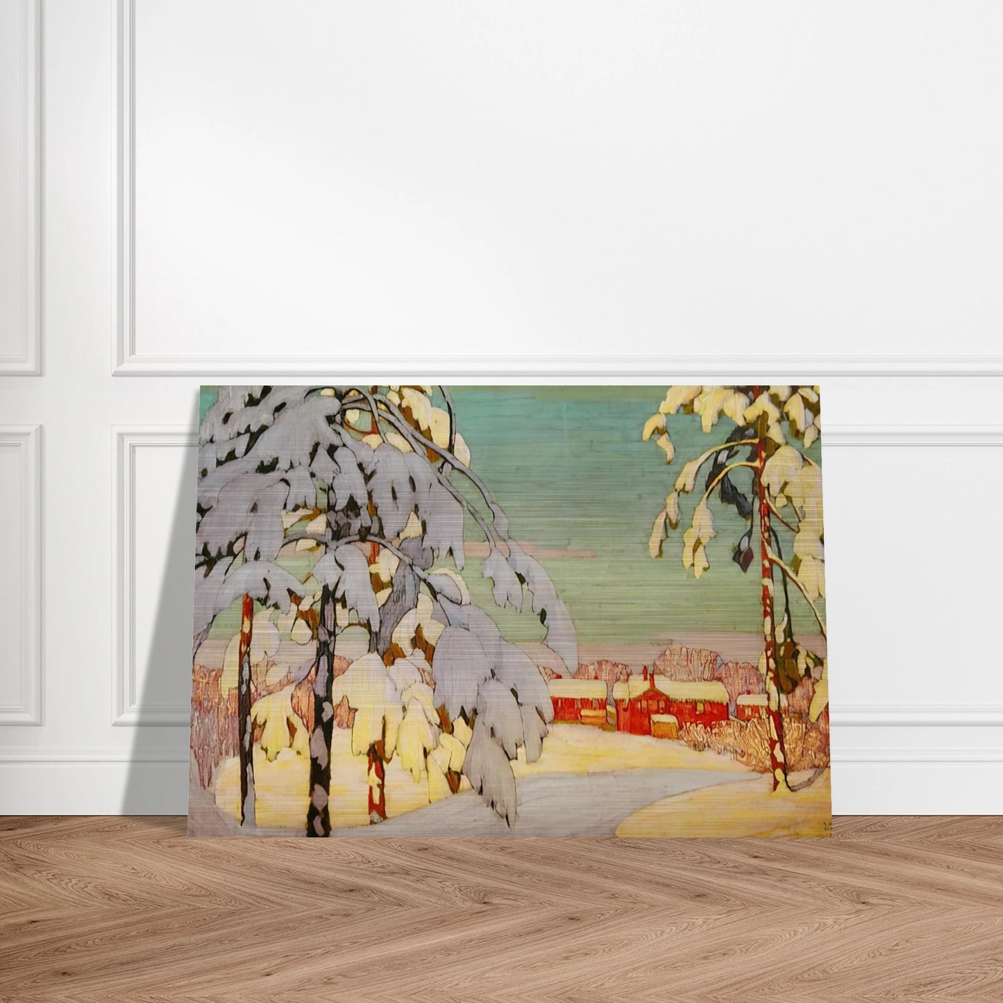 Winter Landscape with Pink House - 1918 - Lawren Harris Brushed Aluminum Print - 70x100 cm / 28x40 inches | Lawren Harris Aluminum Print | Lawren Harris Prints
