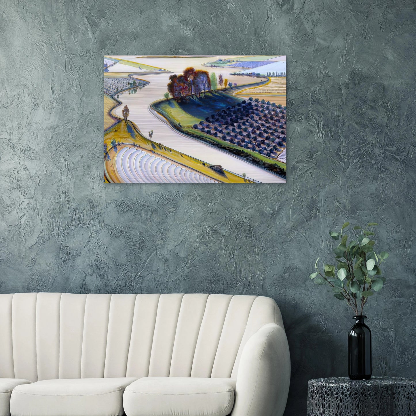 Flatland River - 1997 - Wayne Thiebaud Brushed Aluminum Print - 70x100 cm / 28x40 inches | Wayne Thiebaud Aluminum Print | Wayne Thiebaud Prints