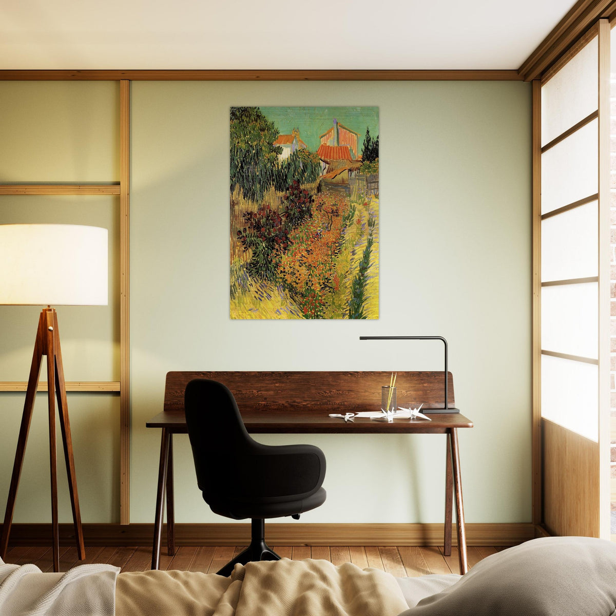 Garden Behind a House - Vincent van Gogh Brushed Aluminum Print - 70x100 cm / 28x40 inches | Vincent van Gogh Aluminum Print | Vincent van Gogh Prints