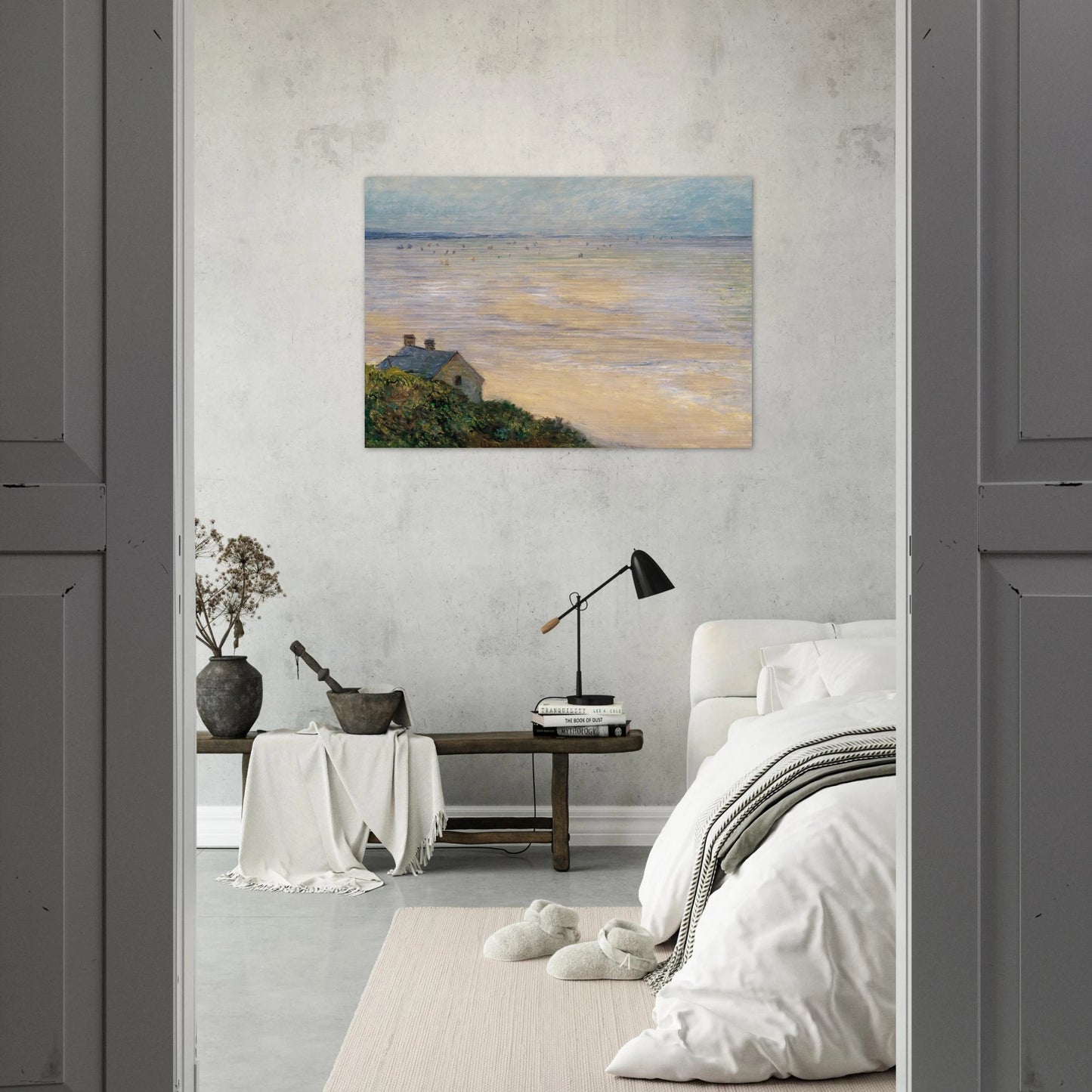 The Hut at Trouville, Low Tide - claude monet Brushed Aluminum Print - 70x100 cm / 28x40 inches | claude monet Aluminum Print | claude monet Prints
