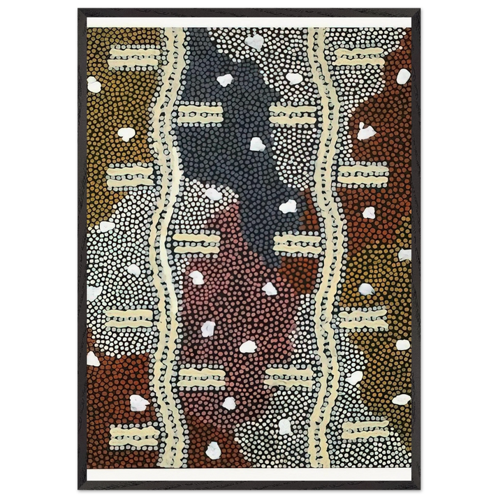 Reve Eclair A Mont Wedge - 1994 - Clifford Possum Tjapaltjarri 70x100 cm / 28x40 inches Framed Art Print – Black Wooden Frame