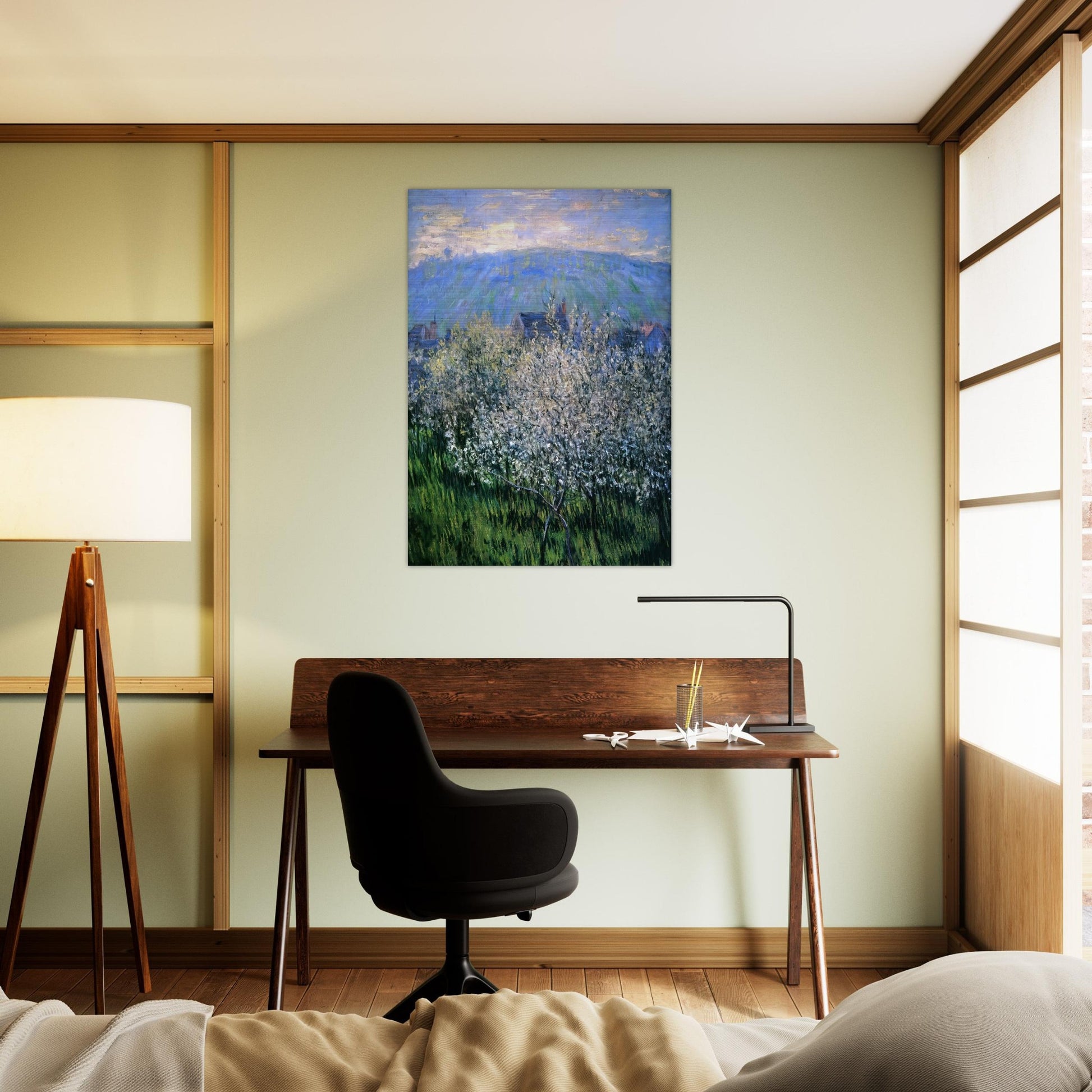 Plums Blossom - claude monet Brushed Aluminum Print - 70x100 cm / 28x40 inches | claude monet Aluminum Print | claude monet Prints