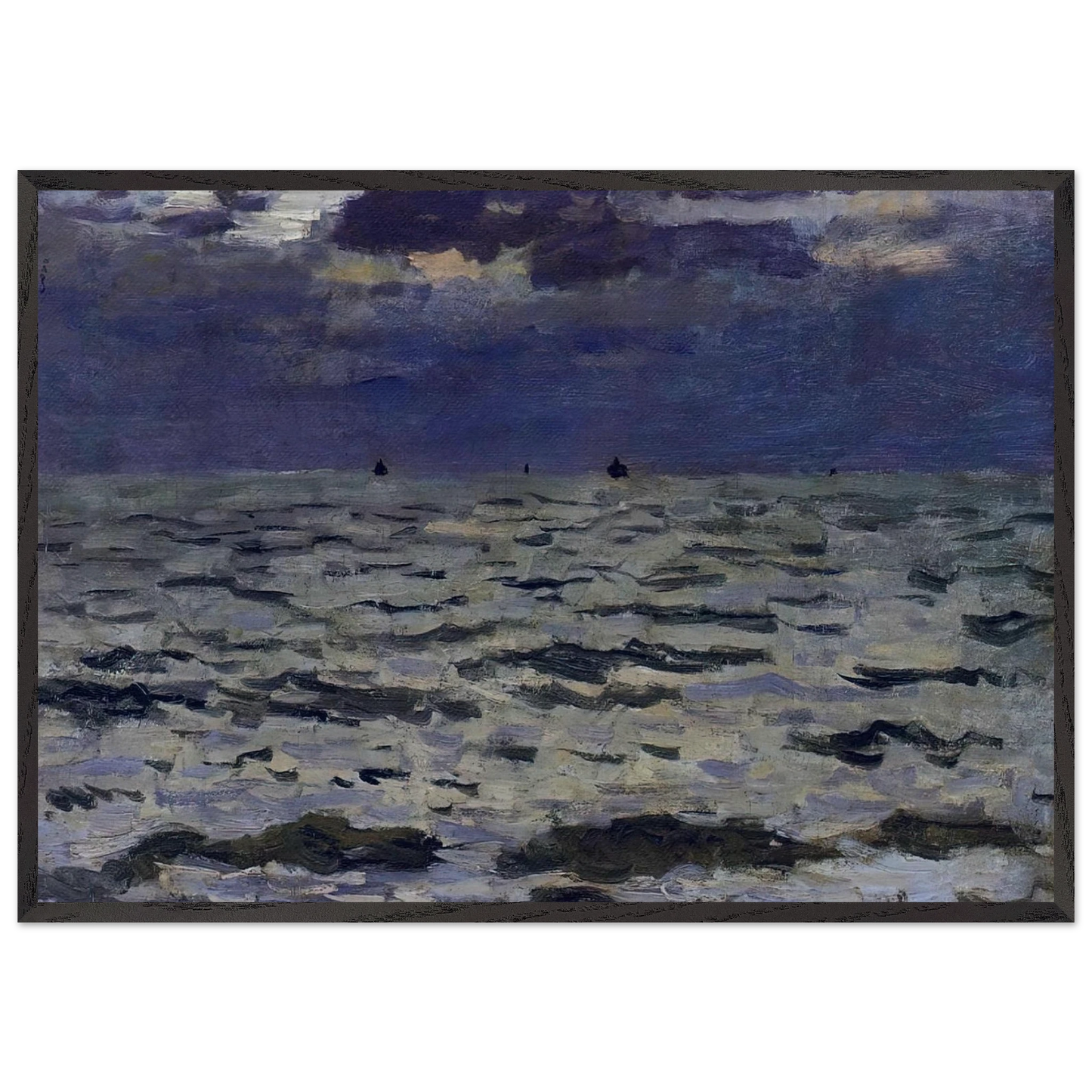 Seascape N2 - claude monet 70x100 cm / 28x40 inches Framed Art Print – Black Wooden Frame