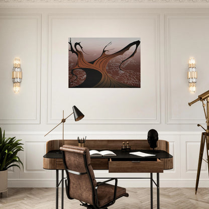 Brown Tree - Eyvind Earle Brushed Aluminum Print - 70x100 cm / 28x40 inches | Eyvind Earle Aluminum Print | Eyvind Earle Prints