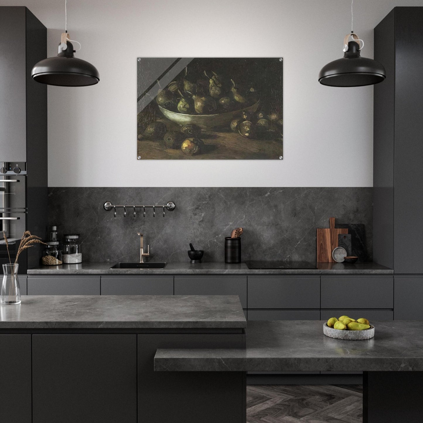Still life with an Earthern bowl and pears - Vincent van Gogh Acrylic Print - 70x100 cm / 28x40″ inches