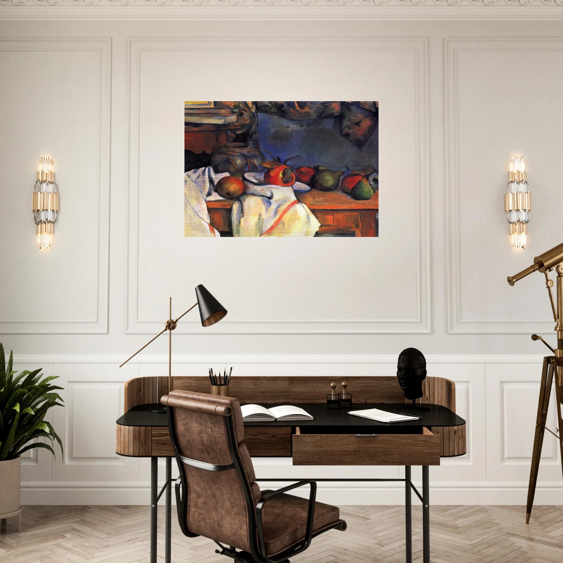 Still Life with Pomegranate and Pears - Paul Cézanne Brushed Aluminum Print - 70x100 cm / 28x40 inches | Paul Cézanne Aluminum Print | Paul Cézanne Prints