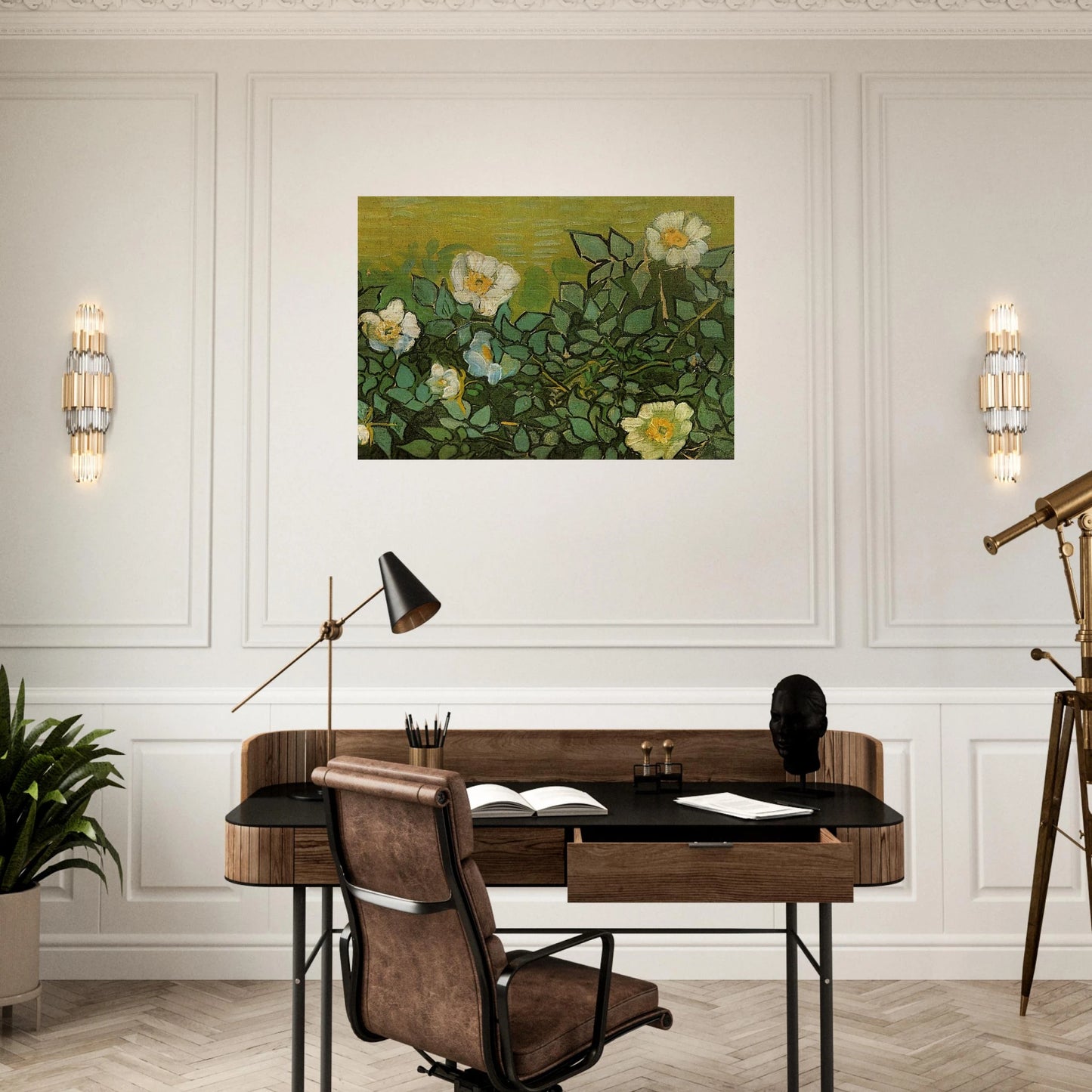 Wild Roses - Vincent van Gogh Brushed Aluminum Print - 70x100 cm / 28x40 inches | Vincent van Gogh Aluminum Print | Vincent van Gogh Prints