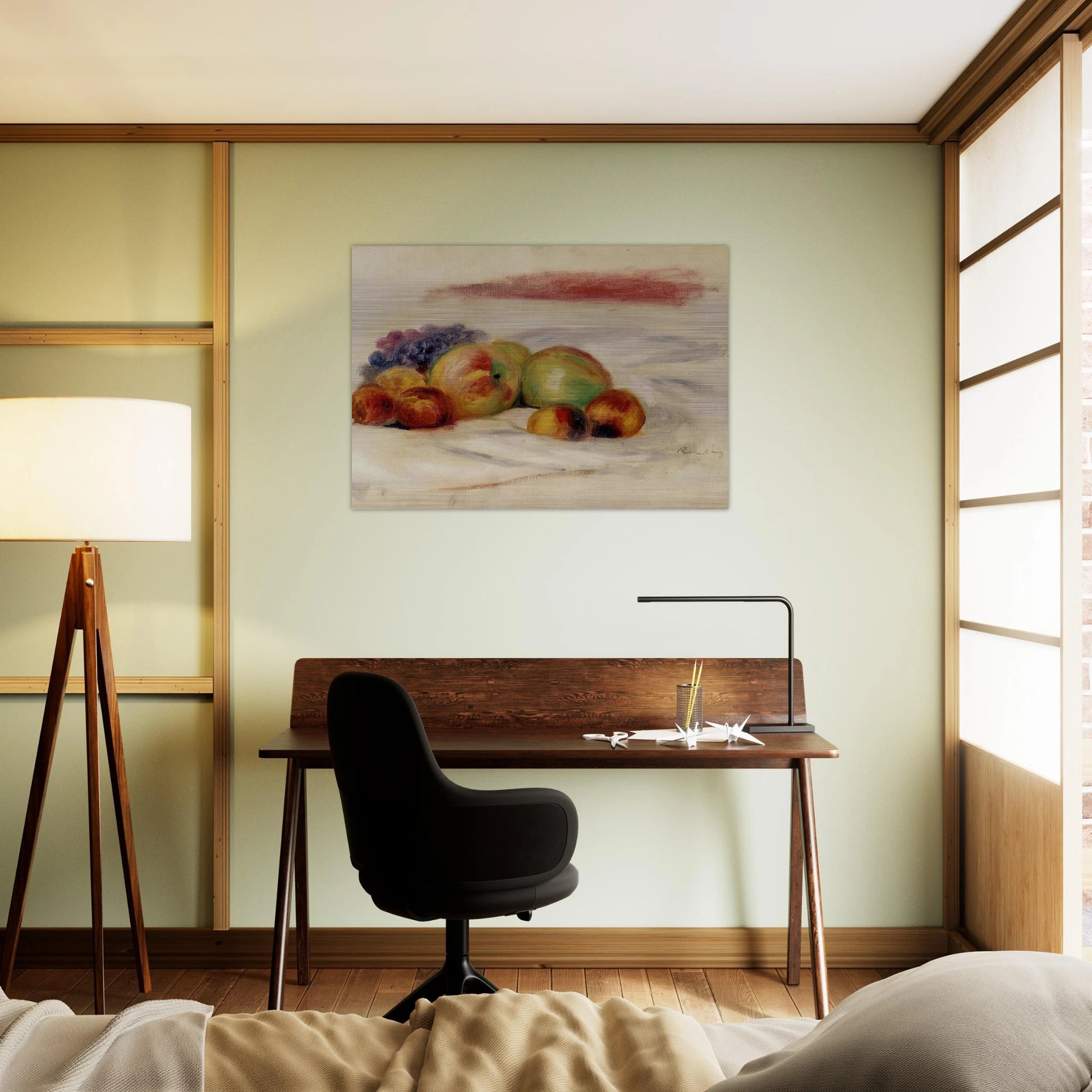 Apples and Grapes - Pierre-Auguste Renoir Brushed Aluminum Print - 70x100 cm / 28x40 inches | Pierre-Auguste Renoir Aluminum Print | Pierre-Auguste Renoir Prints