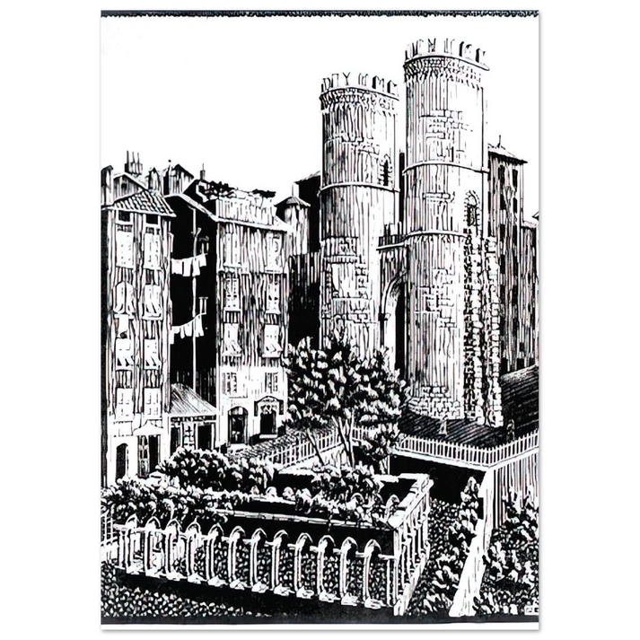 MC Escher - ESCHER (25) Wall Art - 60x80 cm / 24x32 inches - Premium Wooden Framed Poster With Fine Art Paper-canvas - White frame