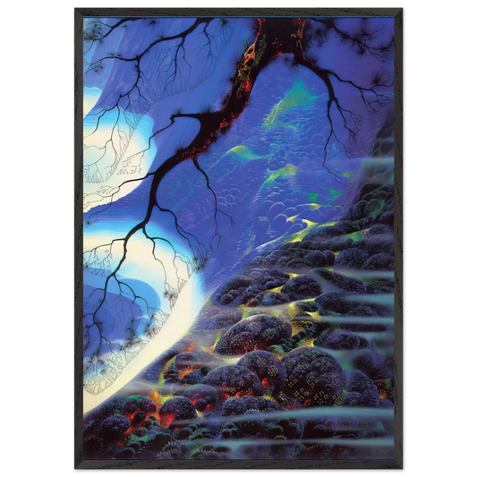 Mystical Big Sur - Eyvind Earle 70x100 cm / 28x40 inches Framed Art Print – Black Wooden Frame