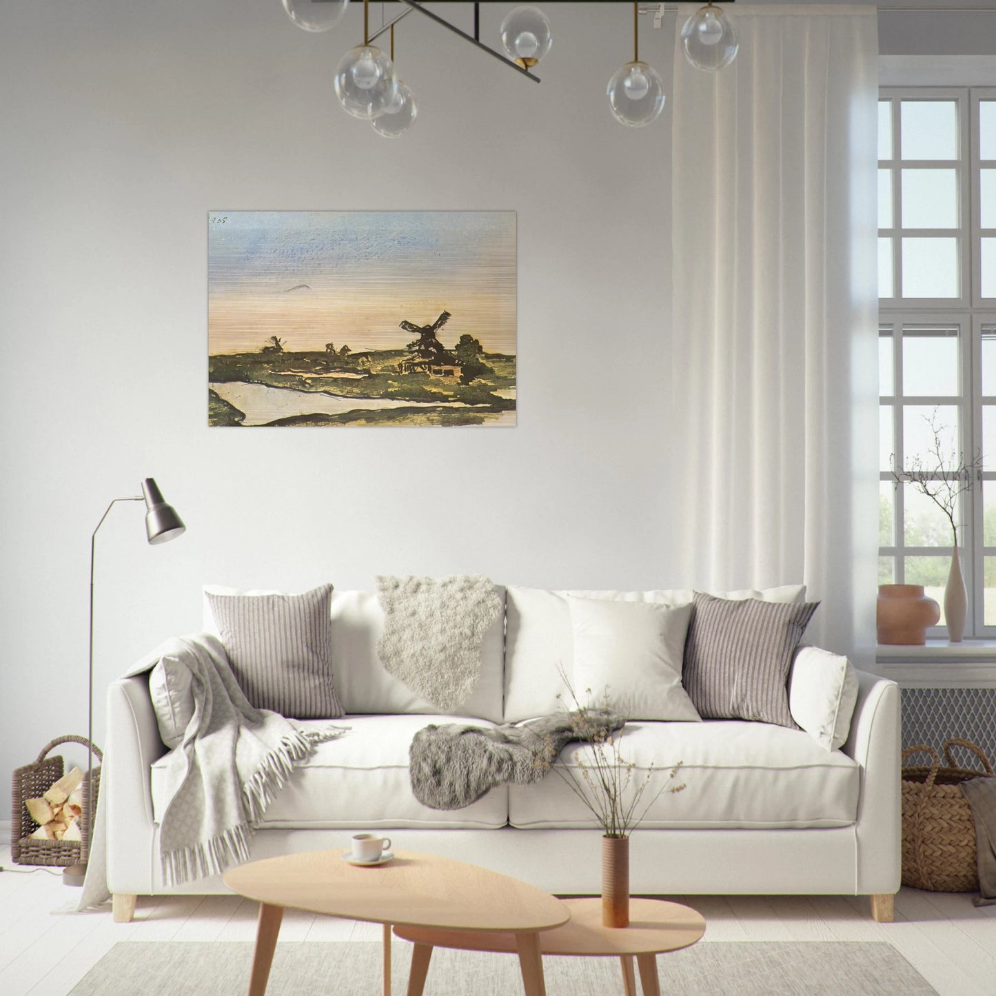 Dutch landscape with windmills - Pablo Picasso Brushed Aluminum Print - 70x100 cm / 28x40 inches | Pablo Picasso Aluminum Print | Pablo Picasso Prints