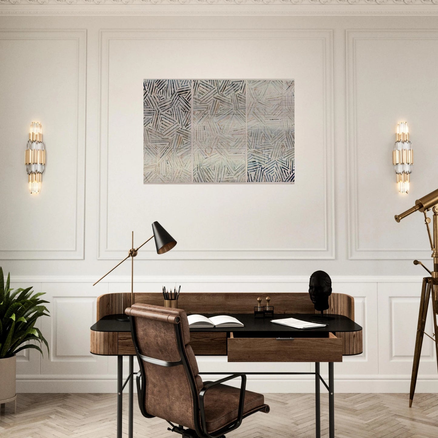 BETWEEN THE CLOCK AND THE BED 1989 - Jasper Johns Brushed Aluminum Print - 70x100 cm / 28x40 inches | Jasper Johns Aluminum Print | Jasper Johns Prints