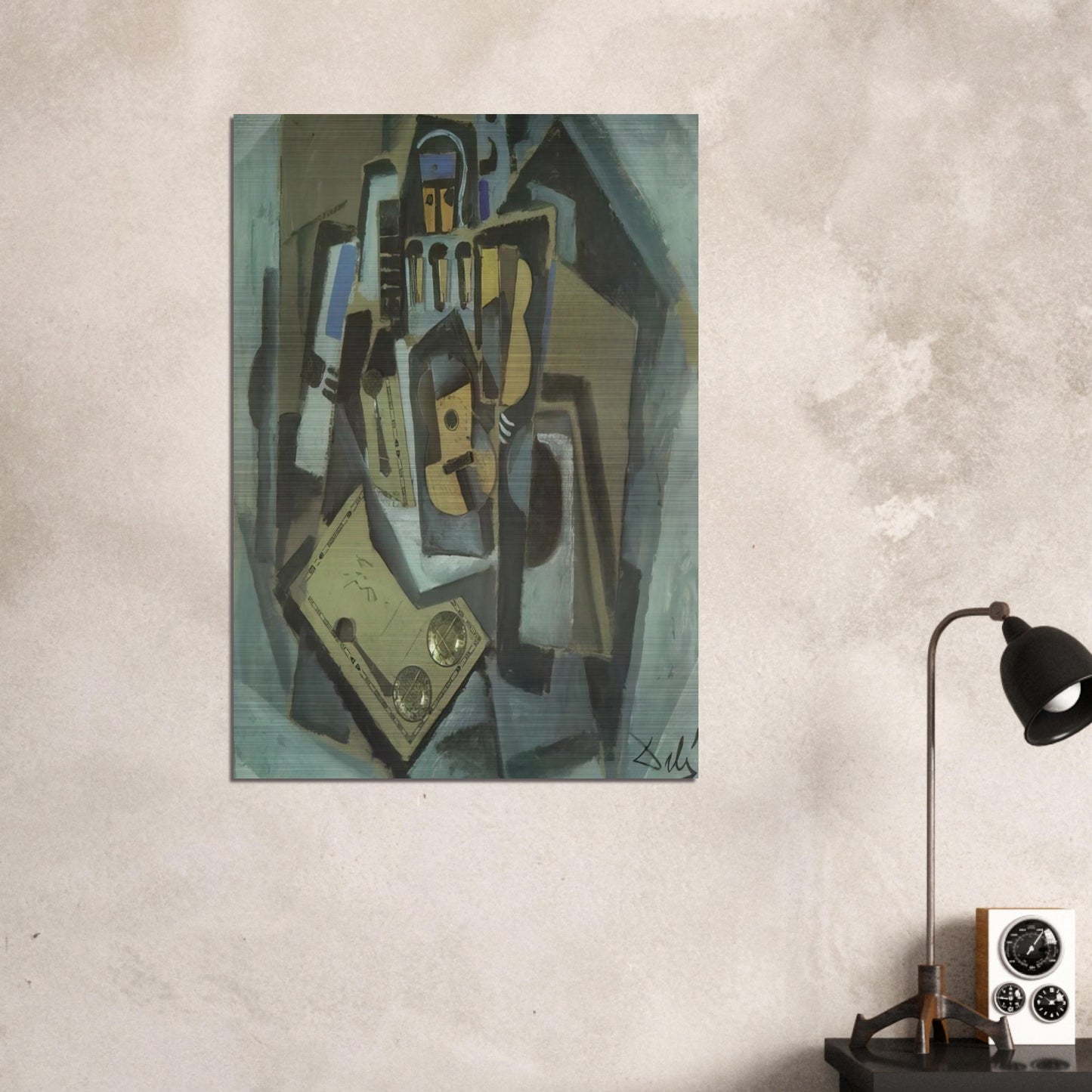 PIERROT AND GUITAR - Salvador Dali Brushed Aluminum Print - 70x100 cm / 28x40 inches | Salvador Dali Aluminum Print | Salvador Dali Prints