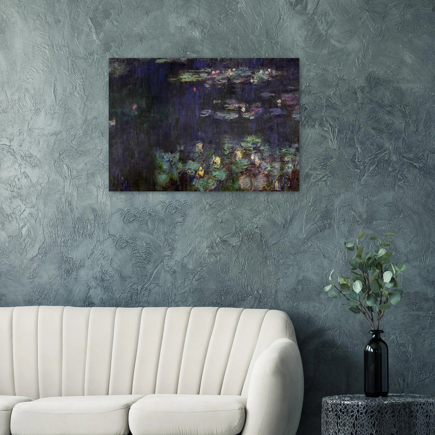 Water Lilies, Green Reflection right half - claude monet Brushed Aluminum Print - 70x100 cm / 28x40 inches | claude monet Aluminum Print | claude monet Prints