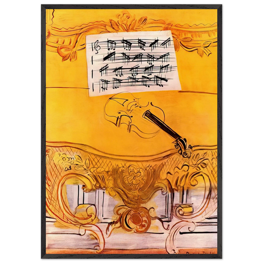 THE YELLOW CONSOLE WITH A VIOLIN 1949 - Raoul Dufy 70x100 cm / 28x40 inches Framed Art Print – Black Wooden Frame