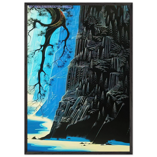 Cliffs Ascending - Eyvind Earle 70x100 cm / 28x40 inches Framed Art Print – Black Wooden Frame