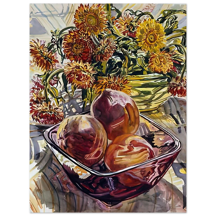 Janet Fish - PEACHES AND STRAWFLOWERS 1990  75x100 cm / 30x40inches Fine Art Poster