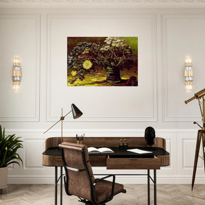 Vase with Daisies - Vincent van Gogh Brushed Aluminum Print - 70x100 cm / 28x40 inches | Vincent van Gogh Aluminum Print | Vincent van Gogh Prints
