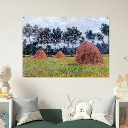 Haystacks, Overcast Day - claude monet Acrylic Print - 70x100 cm / 28x40″ inches | claude monet Wall Art | claude monet Prints