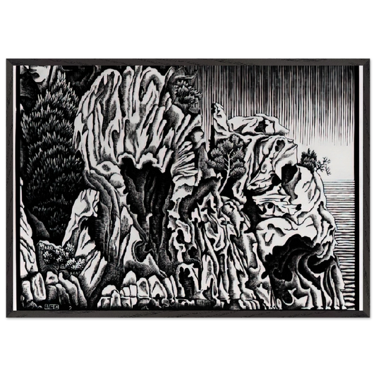 CALANCHE OF PIANA CORSICA FEBRUARY 1934 1934 - MC Escher 70x100 cm / 28x40 inches Framed Art Print – Black Wooden Frame | Maurits Cornelis Escher Prints
