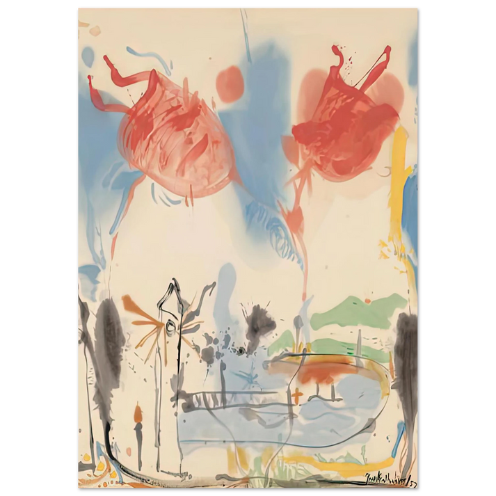 Helen Frankenthaler - Round Trip, 1957- Wall Art - 30x40 cm / 12x16 inches - Fine Art Poster-canvas - -