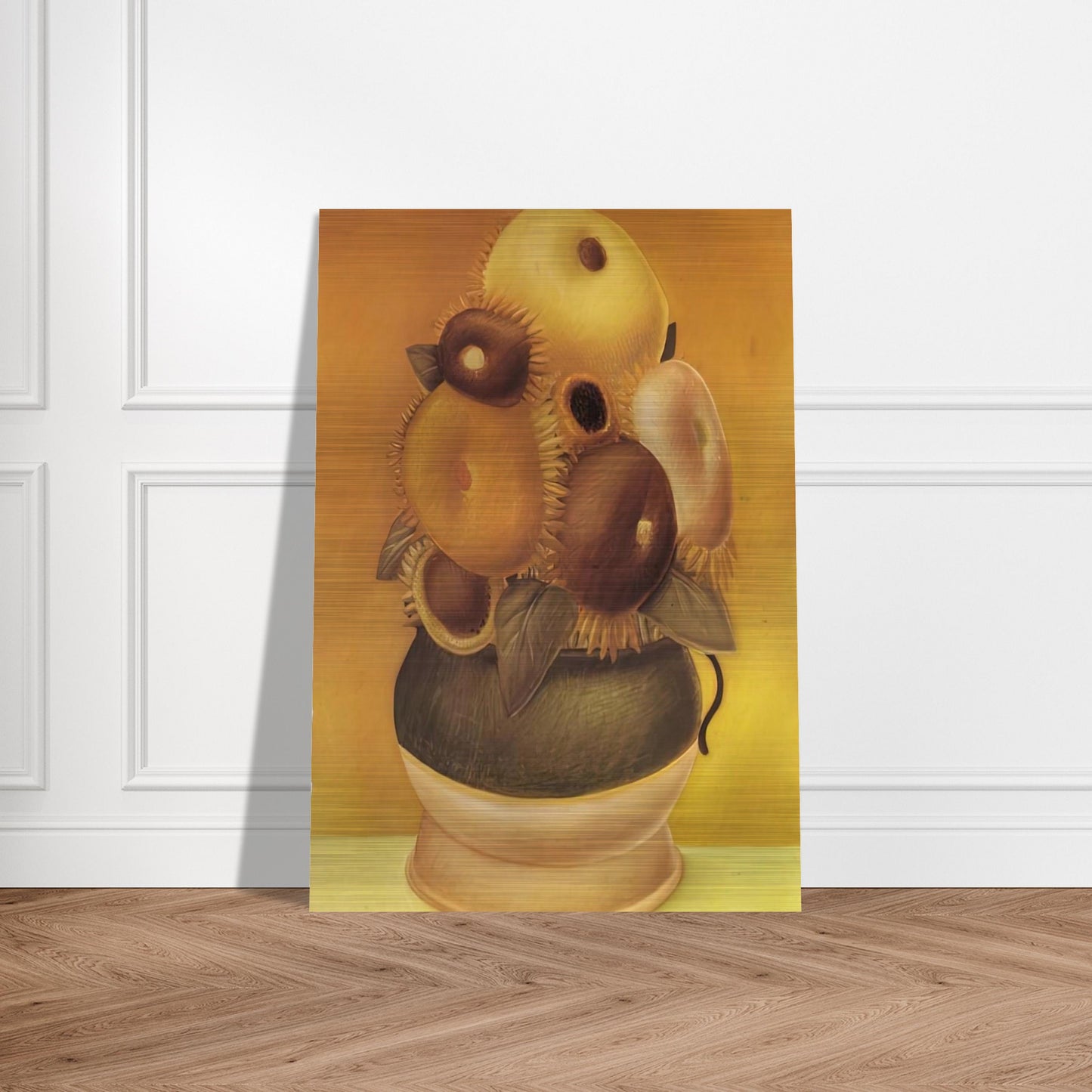 SUNFLOWERS - Fernando Botero Brushed Aluminum Print - 70x100 cm / 28x40 inches | Fernando Botero Aluminum Print | Fernando Botero Prints