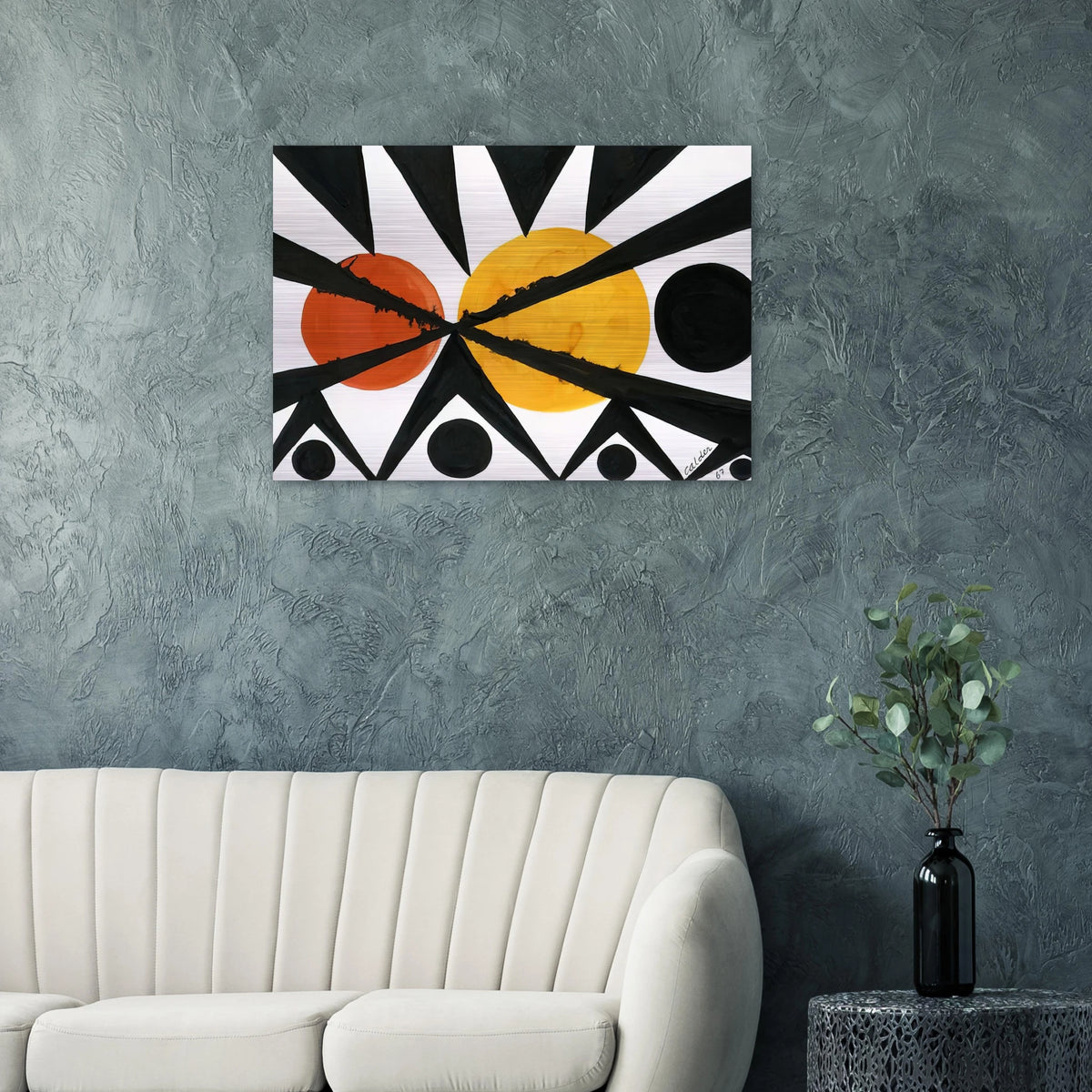 ACROSS THE ORANGE MOONS 1967 - Alexander Calder Brushed Aluminum Print - 70x100 cm / 28x40 inches | Alexander Calder Aluminum Print | Alexander Calder Prints