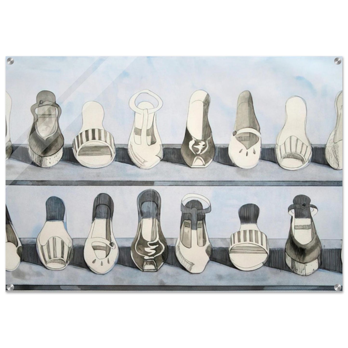 Shoe Rows - 1975 - Wayne Thiebaud Acrylic Print - 70x100 cm / 28x40″ inches