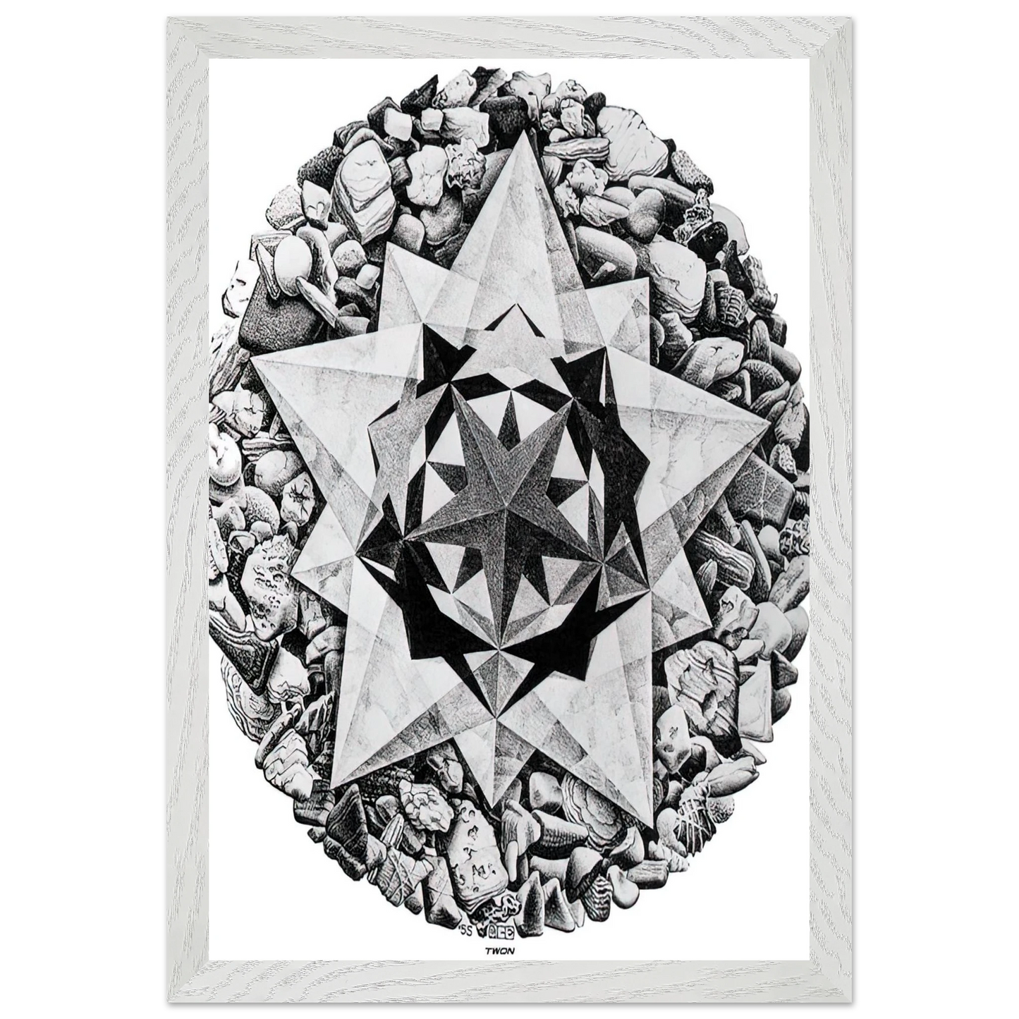 MC Escher - ESCHER (1) Wall Art - 30x40 cm / 12x16 inches - Premium Wooden Framed Poster With Fine Art Paper-canvas - Black frame