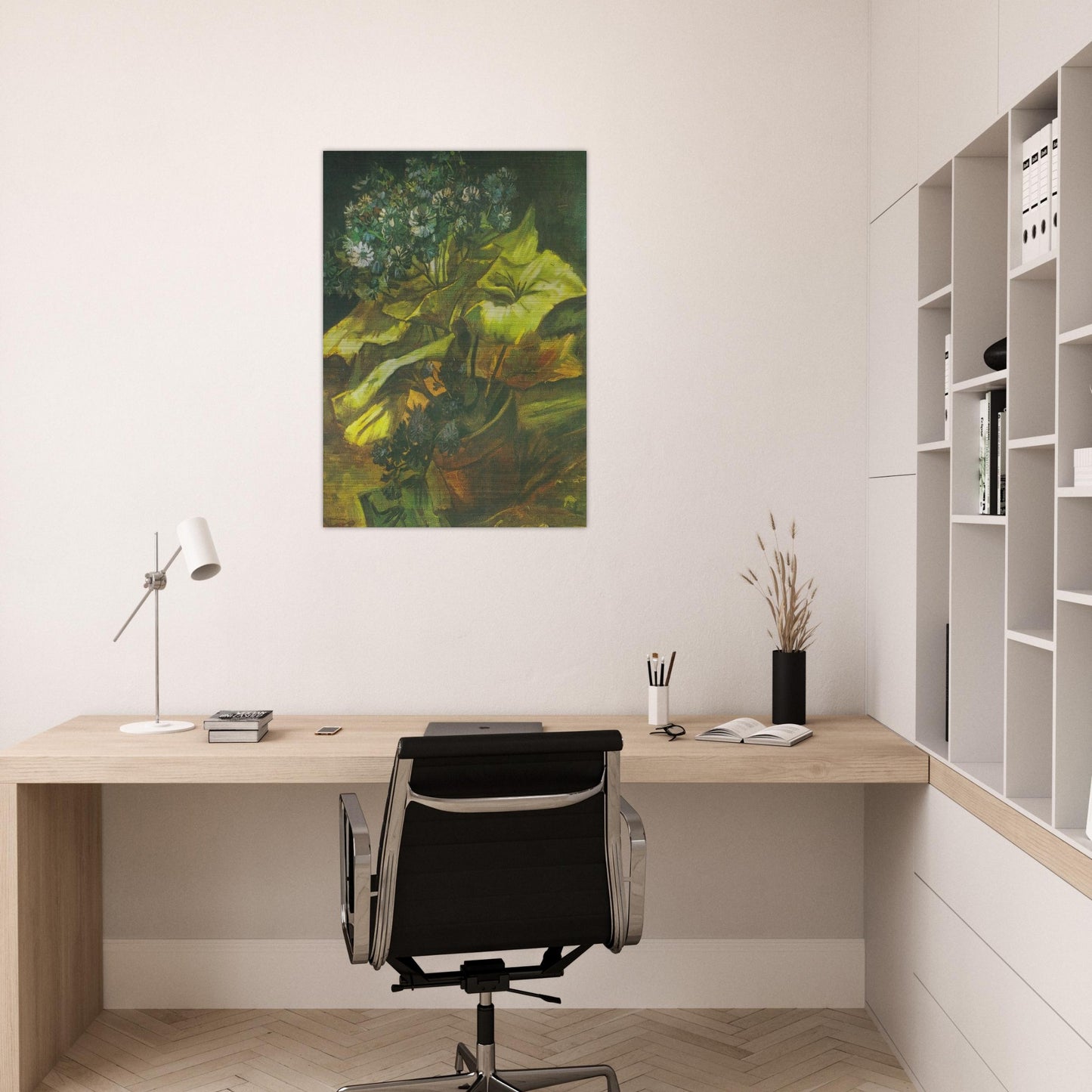 Flower Pot with Asters - Vincent van Gogh Brushed Aluminum Print - 70x100 cm / 28x40 inches | Vincent van Gogh Aluminum Print | Vincent van Gogh Prints
