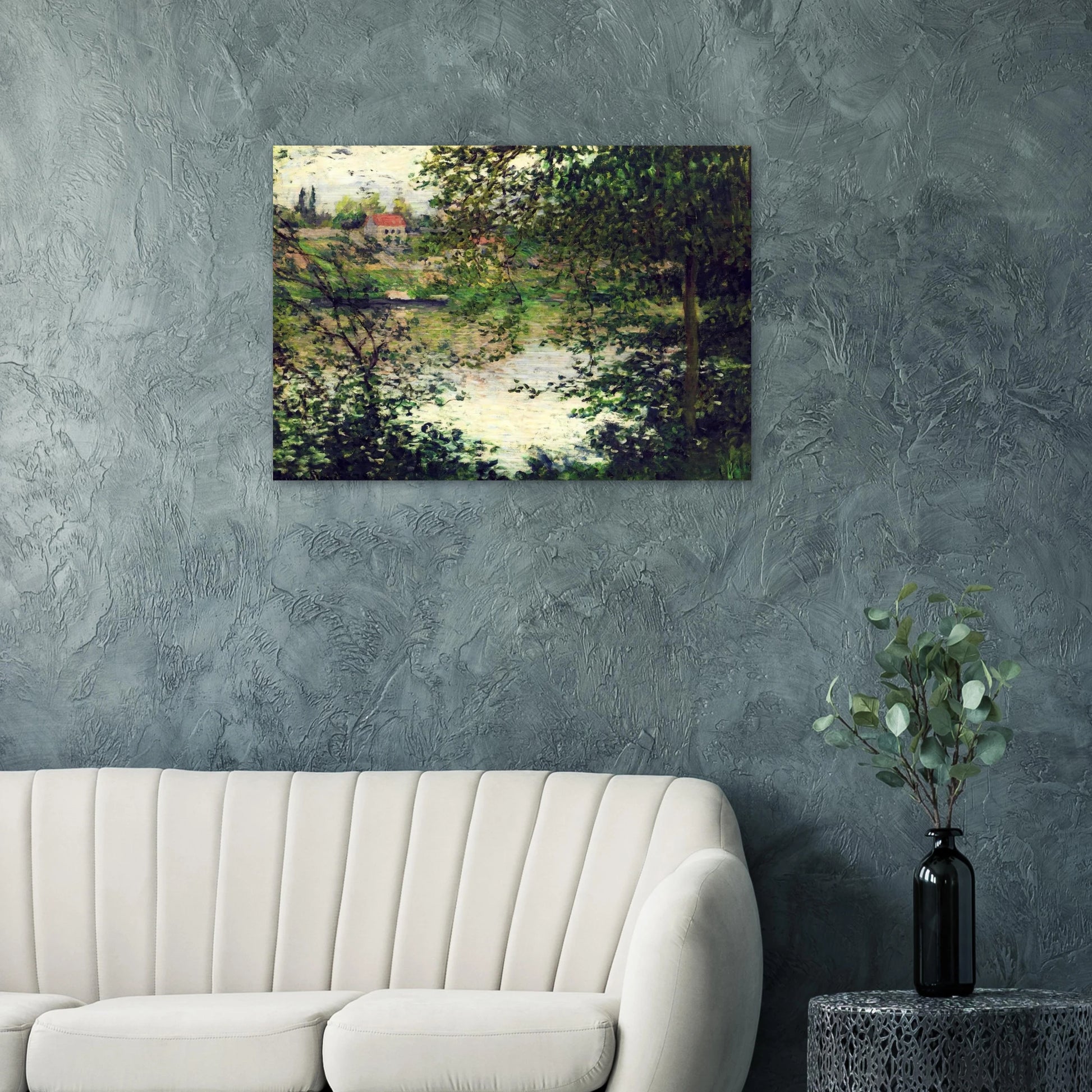Ile de La Grande Jatte Through the Trees - claude monet Brushed Aluminum Print - 70x100 cm / 28x40 inches | claude monet Aluminum Print | claude monet Prints