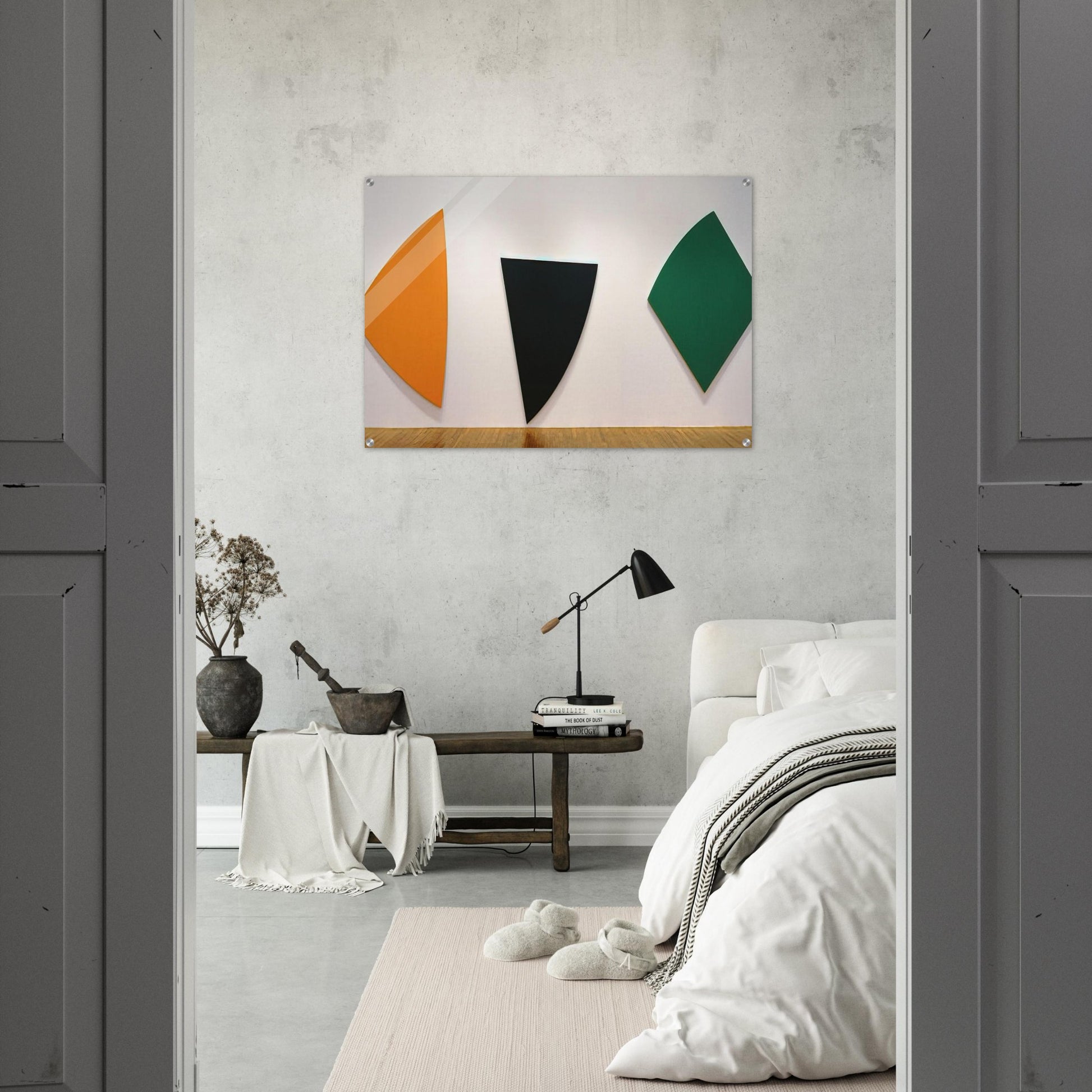 Three Panels. Orange, Dark Gray, Green - Ellsworth Kelly Acrylic Print - 70x100 cm / 28x40″ inches | Ellsworth Kelly Wall Art | Ellsworth Kelly Prints