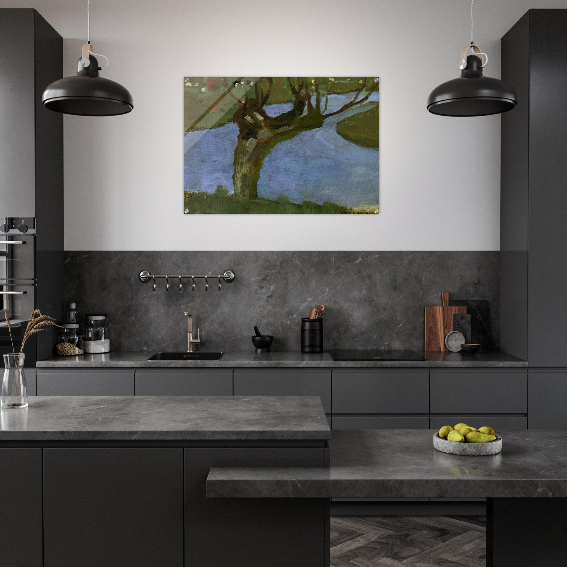 Irrigation Ditch with Mature Willow - Piet Mondrian Acrylic Print - 70x100 cm / 28x40″ inches | Piet Mondrian Wall Art | Piet Mondrian Prints